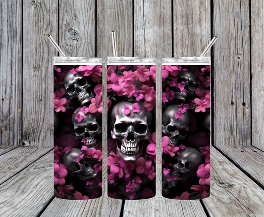 Skull and Pink Roses 20oz Tumbler