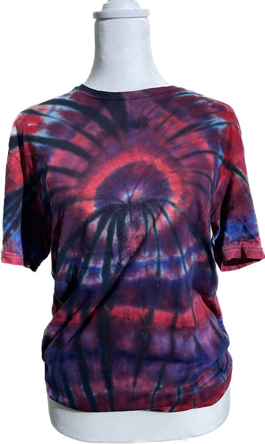 Size medium red black and blue spider