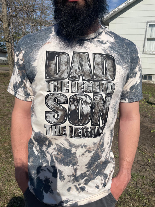Dad the Legend, Son the Legacy bleached short sleeve shirt